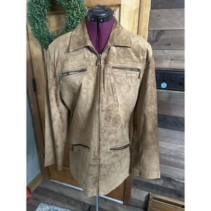 Jessi Lee Suede Leather Hip-length Jacket Size Large
